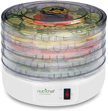 Electric Food Dehydrator Machine, Professional Multi-Tier Kitchen Food Appliances, Meat or Beef Jerky Maker, Fruits and Vegetable Dryer with 5 Stackable Trays, High-Heat Circulations- NutriChef PKFD12