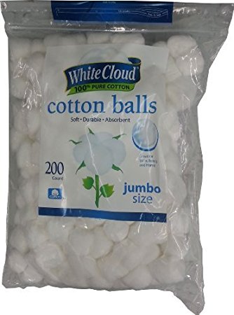 White Cloud Cotton Balls, Jumbo Size, 100% Pure Cotton, 200Ct