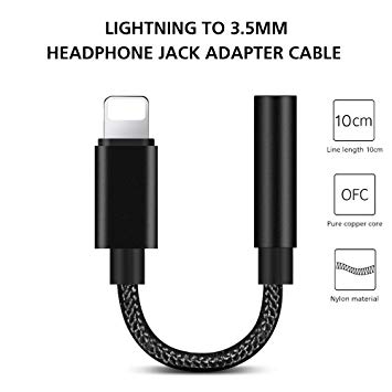Adapter Compatible with iPhone, 3.5mm Headphone Jack Adapter for iPhone 7/7 Plus, iPhone 8 Plus/8, iPhone X/XR/XS/XS MAX (No Microphone Function)-Black，The Latest Product in 2019, no pop-ups!!
