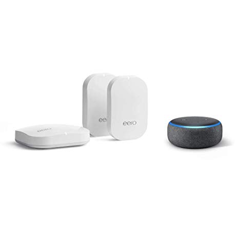 eero Home WiFi System (1 eero   2 eero Beacons)   Echo Dot (3rd Gen, Charcoal Fabric)