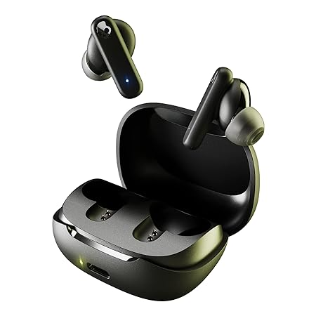 Skullcandy Smokin Bud In-Ear Wireless Earbuds, 20 Hr Battery, 50% Renewable Plastics, Microphone, Works with iPhone Android and Bluetooth Devices - Black