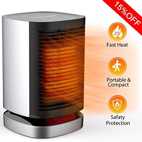 MIBOTE Space Heater 950W Portable Electric Heater Tip-Over Overheat Protection 90° Oscillation PTC Ceramic Heater with 2s Quick Heating 3 Modes for Home Office(UL Listed)