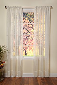 Cotton Craft - Pure 100% Linen Rod Pocket Window Panels - One Pair - Ivory 54x96. Hand Crafted & Hand Stitched Sheer Linen panels - Generous 6 inch hem. Enjoy the sophisticated luxury of Pure Linen
