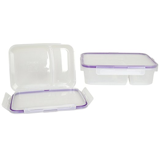 Snapware 3.5-Cup Airtight Rectangle Lunch Box Divided Food Storage Container, Plastic (2-Pack)