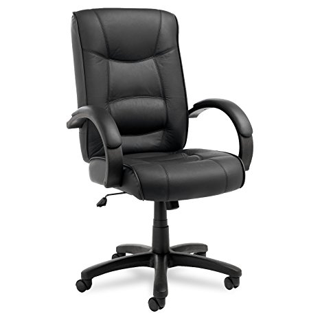 Alera SR41LS10B Strada Series High-Back Swivel/Tilt Chair with Black Leather Upholstery