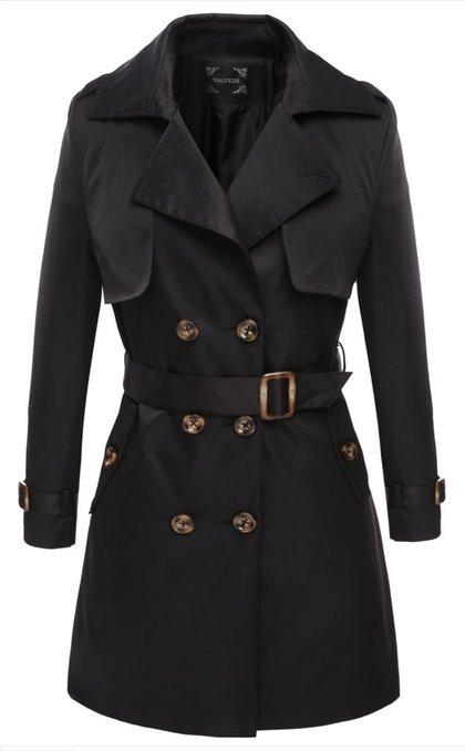 Valuker Women's Double Breasted Long Trench Coat with Belt