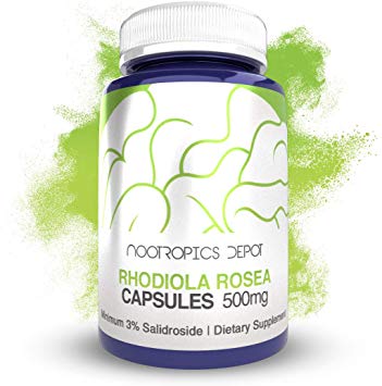 Rhodiola Rosea Capsules | 500mg | 3% Salidroside | 60 Count | Ayurvedic Herb | Adaptogen Supplement | Supports Healthy Stress Levels | Promotes Brain Health