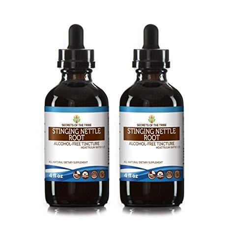Stinging Nettle Root Tincture Alcohol-Free Extract, Organic Stinging Nettle (Urtica Dioica) Dried Root Tincture Supplement (2x4 FL oz)