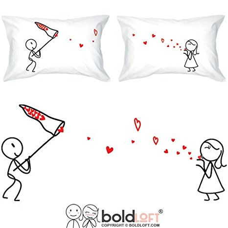 BoldLoft "Catch My Love" Couple Pillowcases-Romantic Valentines Gifts for Couples,Cute Valentines Day Gift Ideas,Good Couple Gifts for Valentines,Romantic Anniversary Gifts