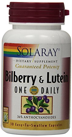 Solaray One Daily Bilberry and Lutein Supplement, 160 mg, 30 Count