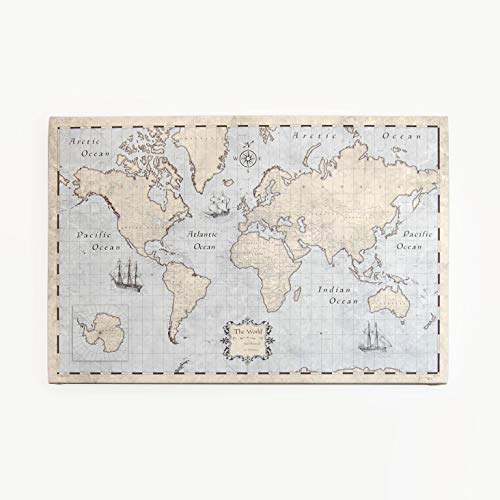 World Travel Map Pin Board - Rustic Vintage