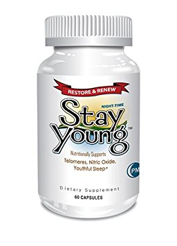 Stay Young PM - 60 Vegan capsules - Nitric Oxide, for Natural Sleep, Energy, Libido, Cardiovascular and Telomere Support with Astragalus Root, L-Arginine, L-Citrulline, B12, CoQ10, Beet Root Extract