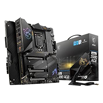 MSI MEG Z590 ACE Gaming Motherboard ATX - Supports Intel Core 11th Gen Processors, LGA 1200 - Mystic Light, 16 2 1 Phase 90A SPS, DDR4 Boost (5600MHz/OC), 2 x PCIe 4.0 x16, 4 x M.2 Gen4/3 x4, Wi-Fi 6E