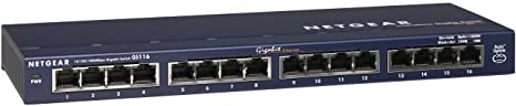 NETGEAR 16-Port Gigabit Ethernet Unmanaged Switch (GS116NA) - Desktop, and ProSAFE Limited Lifetime Protection