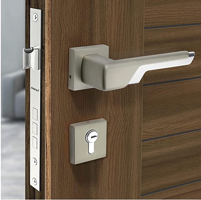 Primax Door Locks - 7093 Mortise Door Lock for Main Door/Bedroom/Home/Handle Set 3 Keys (‎ APS- 7093,‎Satin White & Chrome Finish)