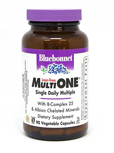 Bluebonnet Nutrition Multi One (Iron Free) Vegetable Capsules, Complete Full Spectrum Multiple, B Vitamins, General Health, Gluten Free, Milk Free, Kosher, 90 Vegetable Capsules, 3 Month Supply