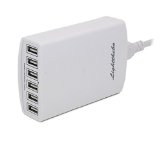 USB ChargerLightthebo PowerPort 6 50W  10A 6 Ports Desktop USB Charger with for iPhone 6s 6  6s Plus 6 Plus iPad Air 2  mini 3 Galaxy S6  Edge  Plus Note 5 and More- White