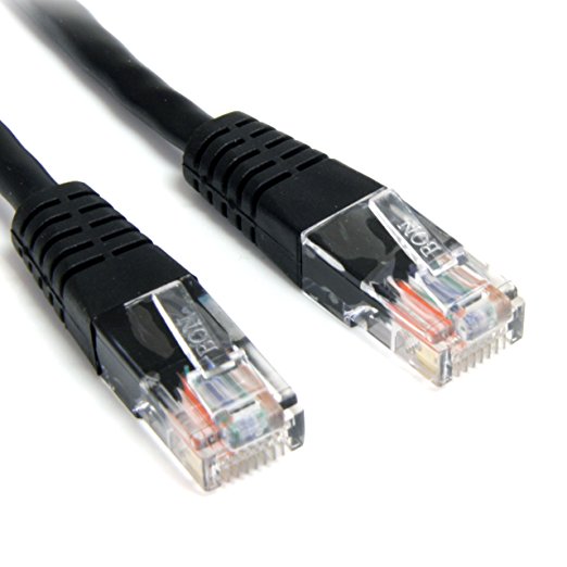 StarTech.com Cat5e Ethernet Cable - 2 ft - Black - Patch Cable - Molded Cat5e Cable - Short Network Cable - Ethernet Cord - Cat 5e Cable - 2ft