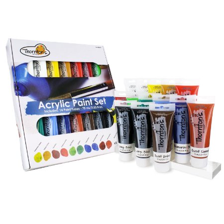 Thornton's Art Supply Acrylic Paint Tubes, Assorted Colors, Set of 14 (75ml Tubes)