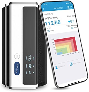Armfit Upper Arm Blood Pressure Machines for Home Use Bluetooth, Digital Automatic Blood Pressure Monitor with Large Cuff, Portable Wireless Cuff On The Go with Apple & Android APP Apple Health