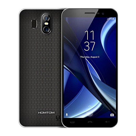 HOMTOM S16 Unlocked Smartphone Android 7.0, 5.5" Full Screen(18:9), Triple Camera 13MP 2MP 8MP, 2GB RAM 16GB ROM, MTK6580 Quad Core, 3000mAh, Fingerprint, 3G SIM Free Cheap Mobile Phones (Black)