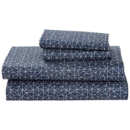 Rivet Spectrum 100% Sateen Cotton Sheet Set, Easy Care, Full, Denim Blue