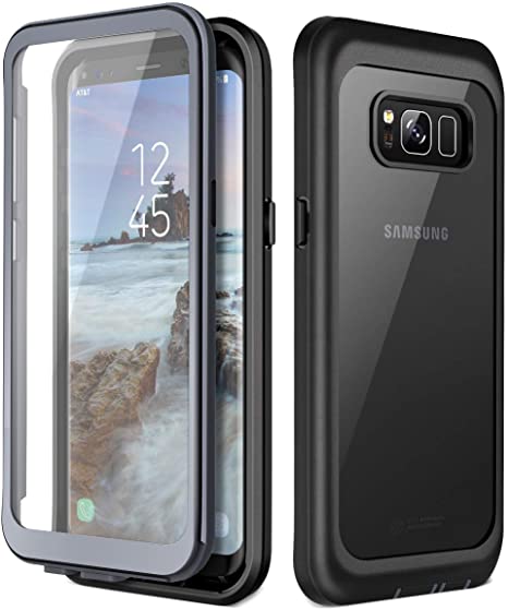 Prologfer Samsung S8 Case 360 Degree Protection Built-in Screen Protector Cover Shockproof Dust-Proof Shell Slim Fit Rugged Clear Bumper Defender Armor Case for Samsung Galaxy S8