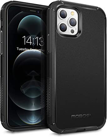 MOBOSI Excursion Series for iPhone 12 Case/iPhone 12 Pro Case, Dual Layer Slim Rubber Cover with Air Bumpers,Military Grade Drop Protection Case for iPhone 12/12 Pro(6.1",2020 Release) - Black