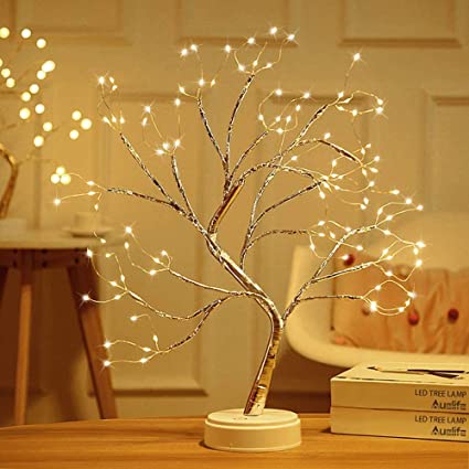 Bonsai Tree Light for Room Decor, 20'' Fairy Light Spirit Tree Lamp with 108 LED Lights USB/Battery Touch Switch, Aesthetic Lamps for Ramadan, Bedoom, Home Decor, Gifts, Weddings, Christmas, Holidays(Warm White)
