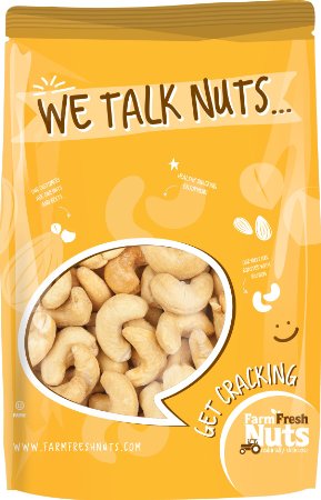CASHEWS - UNSALTED - DRY ROASTED In Small Batches - Perfectly Crunchy - Naturally Delicious - Resealable Bag (1 Lb)