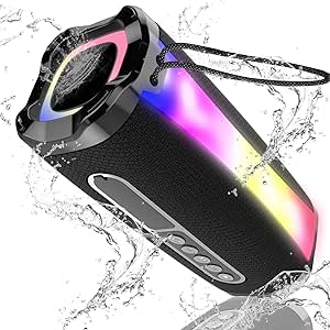 Portable Bluetooth Speaker, IPX7 Waterproof Wireless Speaker with 20W HD Loud Stereo Sound, 18H Playtime Bluetooth Speakers, Bluetooth 5.1, RGB Lights, Outdoor Speaker for Travel/Home/Party