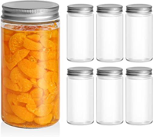 ComSaf Mason Jars with Airtight Metal Regular Lids(16oz/500ml), Sealed Clear Glass Canning Jars with Wide Mouth for Spices, Honey, Pickle, Ideal for Wedding Favors, Baby Shower Favors, Set of 6