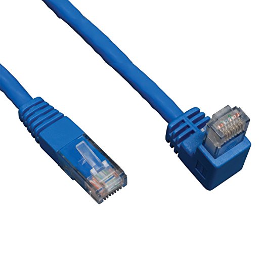 Tripp Lite Cat6 Gigabit Molded Patch Cable (RJ45 Right Angle Down M to RJ45 M) Blue, 5-ft.(N204-005-BL-DN)