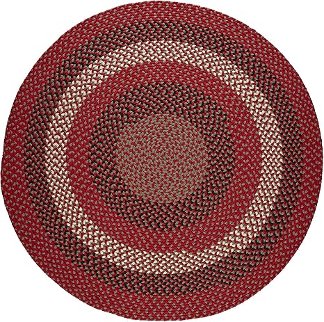 Super Area Rugs Homespun Braided Rug Indoor Outdoor Rug Textured Durable Patio Deck Carpet, Red & Black, 6' X 6' Round