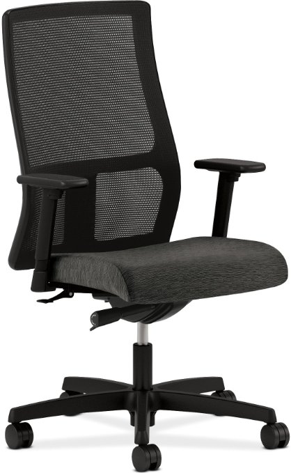 HON Ignition Series Mid-Back Work Chair with Mesh Back and Adjustable Arms and Office or Computer Desk, Onyx