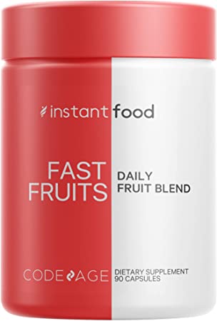 Instantfood Fast Fruits, Over 15 Fruits Equivalent All-In-One, Vegan Daily Vitamins, Whole Food Nutrients Berries, Antioxidant Polyphenols & Bioflavonoid Multivitamin Capsules, Codeage, Non-GMO, 90 ct