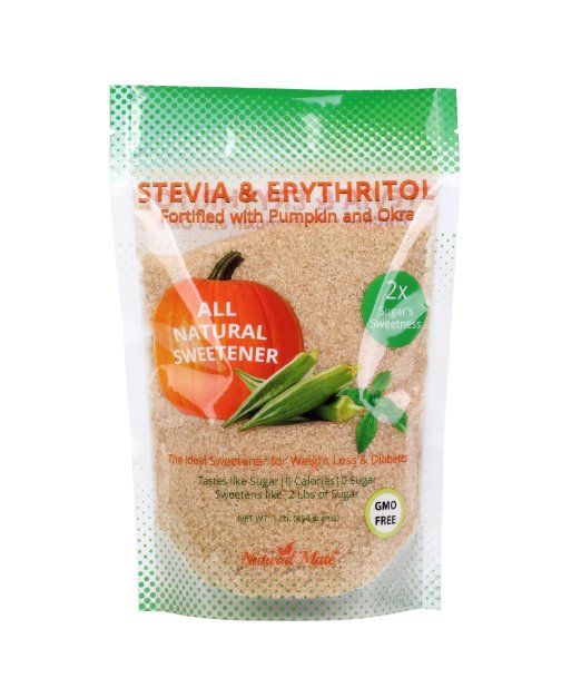 Natural Mate Granular Sweetener, Stevia and Erythritol (Fortified with Pumpkin and Okra), 1 Pound
