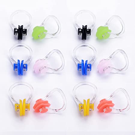 Yolev 12Pcs Swimming Nose Clip for Adult Kids,Nose Plug Reusable Waterproof Nose Protector (Age 7 )