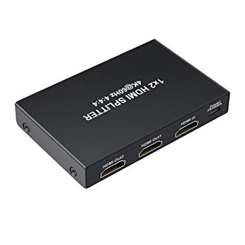 DTECH 1x2 HDMI 2.0 Splitter 4K 60HZ HDR 4:4:4 with HDCP 2.2 18Gbps EDID 3D - 1 in 2 Out for TV Monitor Sharing Screen Signal