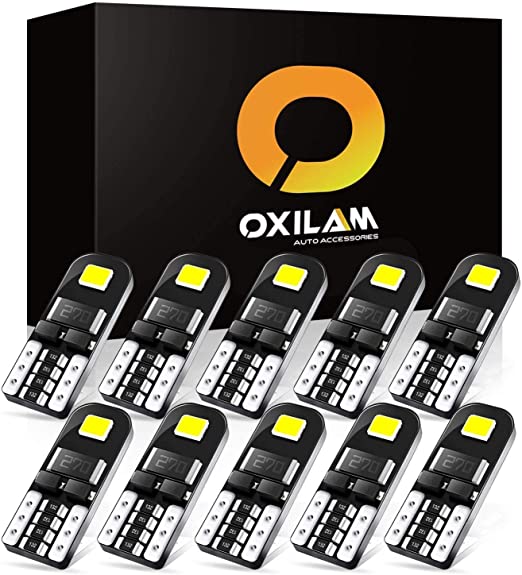 OXILAM 194 LED Bulbs Super Bright 6000K White CANBUS with 2835 Chipsets for T10 W5W 2825 168 LED Interior Bulbs for Parking Lights Door Lights License Plate Lights (10 PCS)