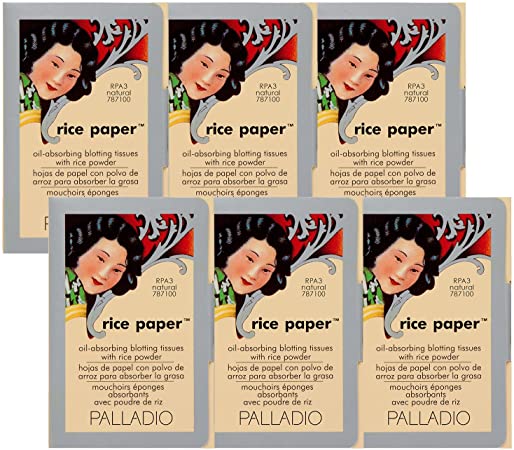 Palladio Rice Paper Tissues, Natural, 40 Sheets (Pack of 6), Face Blotting Sheets with Natural Rice Powder Absorbs Oil, Helps Skin Stay Looking Fresh and Smooth, Compact Size for Purse or Travel