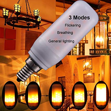 3Modes 3W E12 LED Flame Bulb,candelabra Atmosphere flickering for home Party Christmas 1Pack