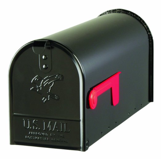 Gibraltar E1100B00 Standard Size Galvanized Steel Rural Mailbox Black
