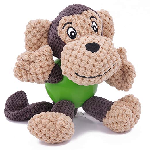EETOYS Squeaky Plush Dog Toy, Interactive Durable Low No Stuffing Animal Toy for Dog