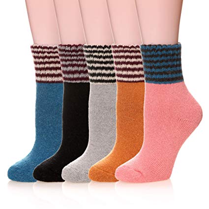 Velice Womens Super Thick Merino Wool Knit Warm Wool Crew Winter Socks