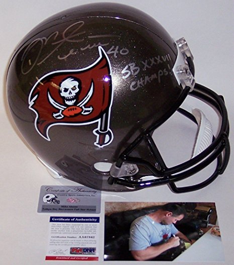 Mike Alstott Autographed Hand Signed Tampa Bay Bucs Buccaneers Full Size Football Helmet - with SB XXXVII Champs Inscription - PSA/DNA