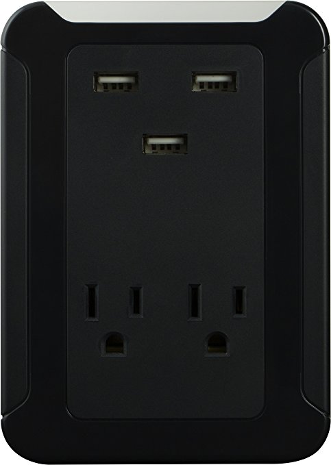 GE 14505 Power Charging Station, 3 USB Ports and 2AC Outlets
