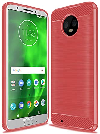 Moto G6 Case, Moto G (6th Generation) Case, Suensan TPU Shock Absorption Technology Raised Bezels Protective Case Cover for Motorola Moto G6 5.7 Inch (Red)