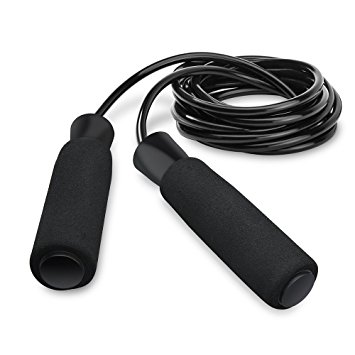 Jump Rope,TechRise Speed Skipping Jump Jumping Rope with Skin-friendly Handle and Adjustable Soft Rope for Fitness Workouts Fat Burning Exercises and Boxing - Black