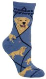 Wheel House Design Golden Retriever Fun Novelty Dog Blue Socks